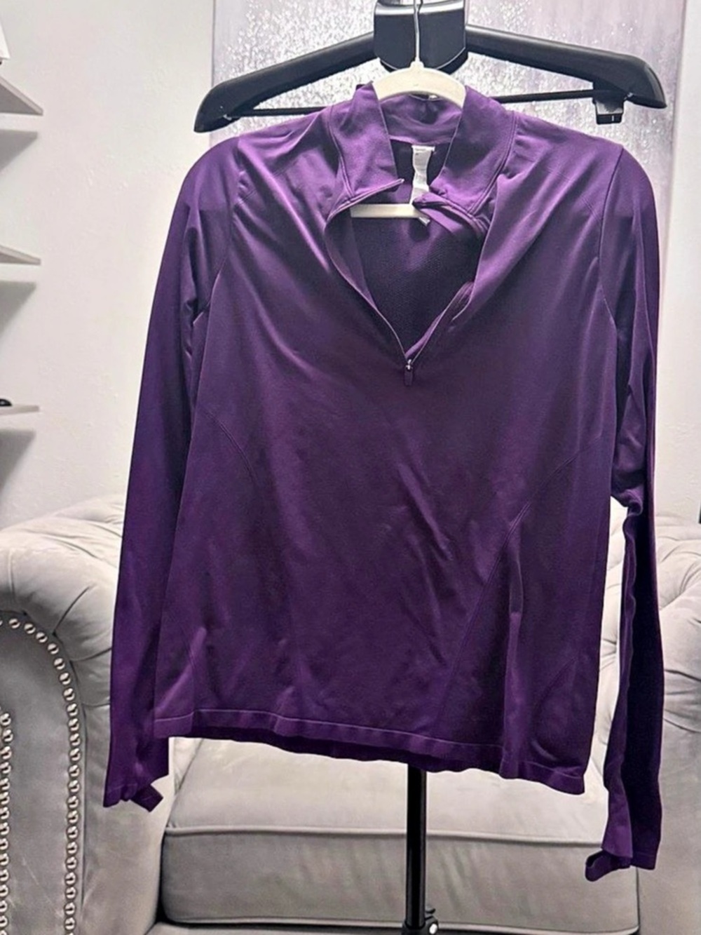 Fabletics Purple Quarter-Zip Long Sleeve